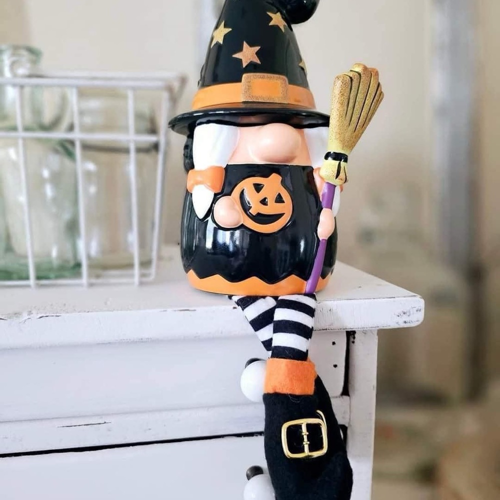 Scentsy Halloween Witch Gnome Decor - Black, Orange, White